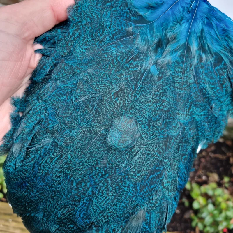 Whiting Coq de Leon Hen Saddle in Speckled Kingfisher Blue-2